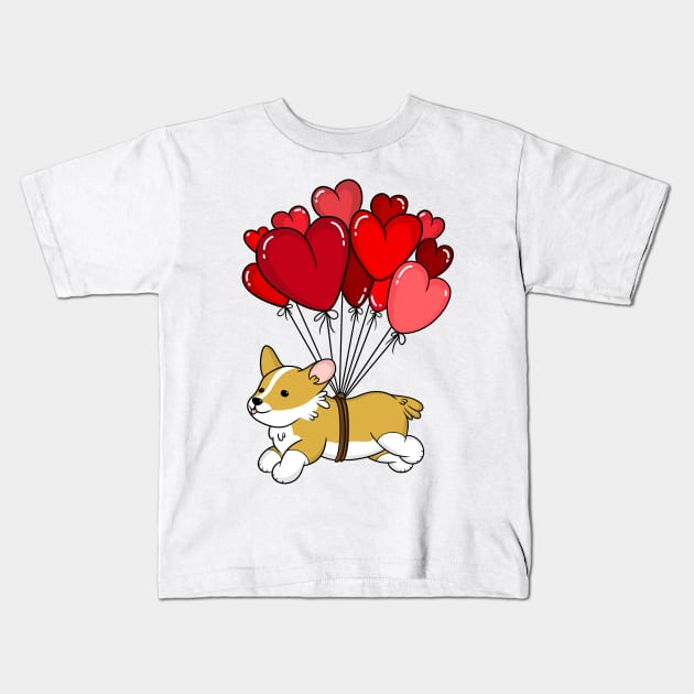 Cute Corgi Valentines Day Kids T-Shirt by IhateDumplings